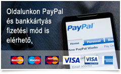 Oldalunkon PayPal és bankkártyás fizetési mód is elérhető