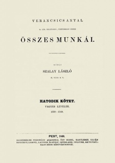 Verancsics Antal összes munkái VI. - Vegyes levelek, 1538-1549