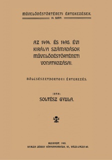 Az 1494. és 1495. évi királyi számadások művelődéstörténeti vonatkozásai