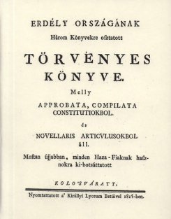 Erdély országának Három Könyvekre osztatott törvényes könyve II.